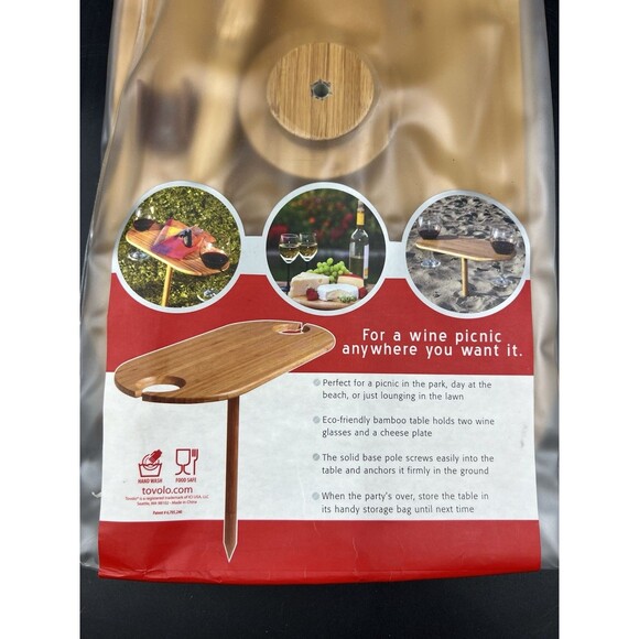 Tovolo Bamboo 2 Wine Collapsible Table w/Ground Stake - Picture 2 of 4